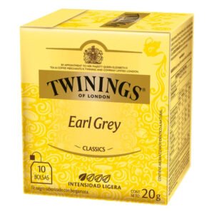 Twinings of London Earl Grey - Té Negro Saborizado con Bergamota - Caja con 10 Bolsas (20g)