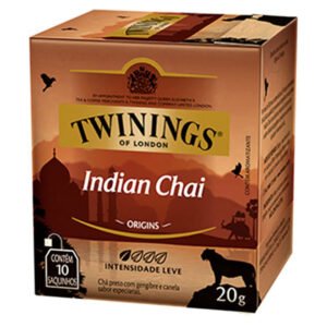 Twinings of London Indian Chai - Infusión de Té Negro con Jengibre y Canela - Caja con 10 Saquitos (20g)