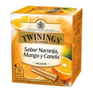 Twinings of London Té Negro Sabor Naranja, Mango y Canela - Caja con 10 Bolsas (20g)