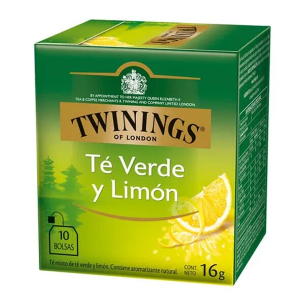 Twinings of London Té Verde Sabor Limón - Caja con 10 Bolsas (15g)